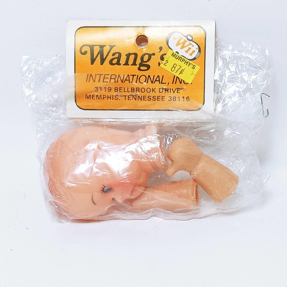 Vtg Wang's Baby Doll Head & Hands Sucking Thumb New Blue Eyes Rubber/Vinyl - Picture 1 of 10